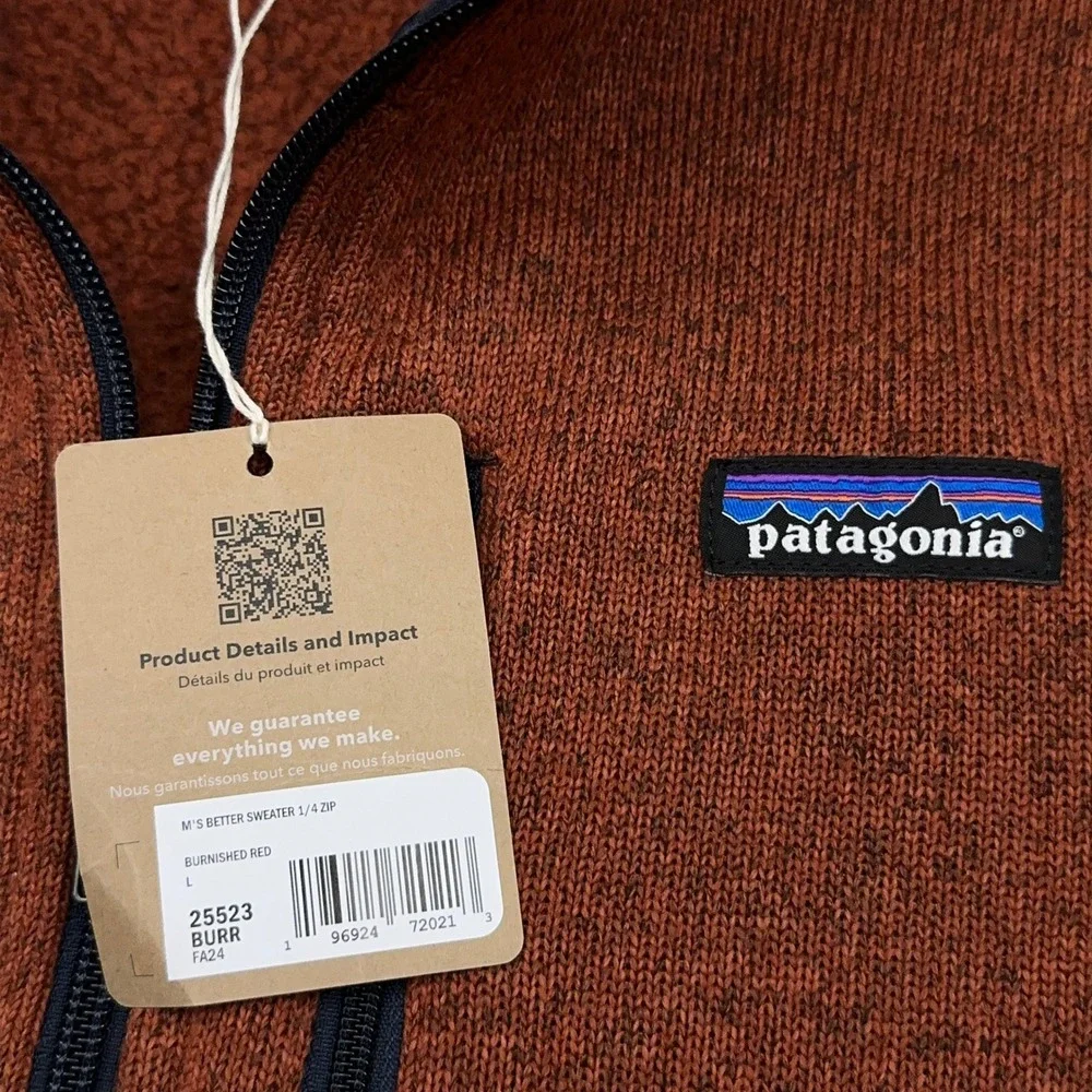 NEW Patagonia Better Sweater 1/4 Zip Mens L Burnished Red 25523 Fleece Pullover